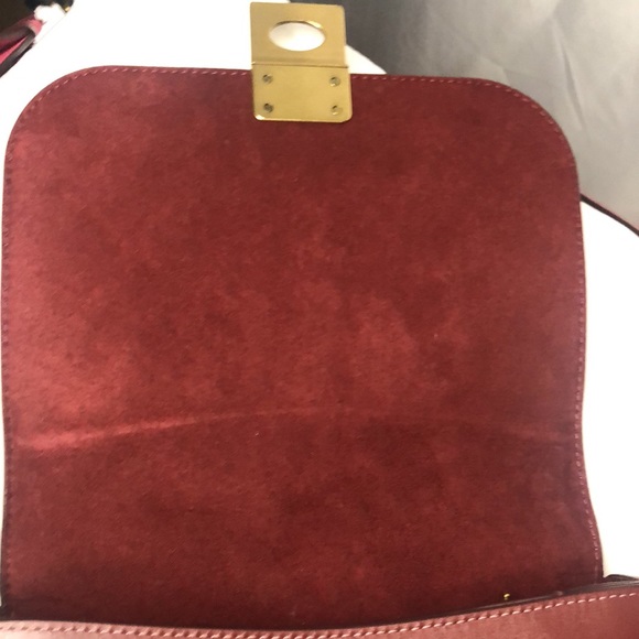 COACH pink and brown HUTTON saddle bag in color block brass. - Picture 9 of 15